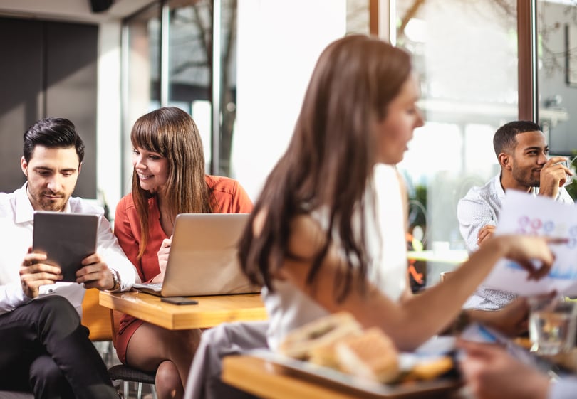 Employees talking in an office 